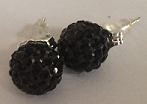 925 Jet Black Crystal 8mm Shamballa Earrings